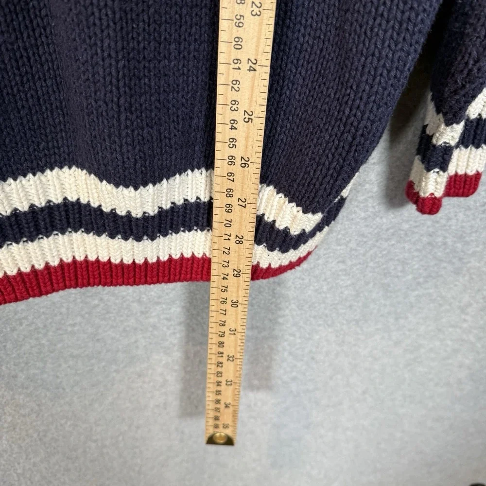 Vintage Varsity Sweater‎ Womens Medium Nuggets V Neck Navy Blue Cotton Pullover
